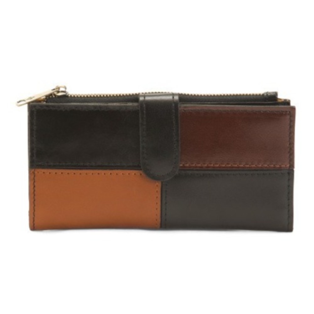 Patricia Nash Nazari Leather Wallet – Black & British Tan Compact Organizer